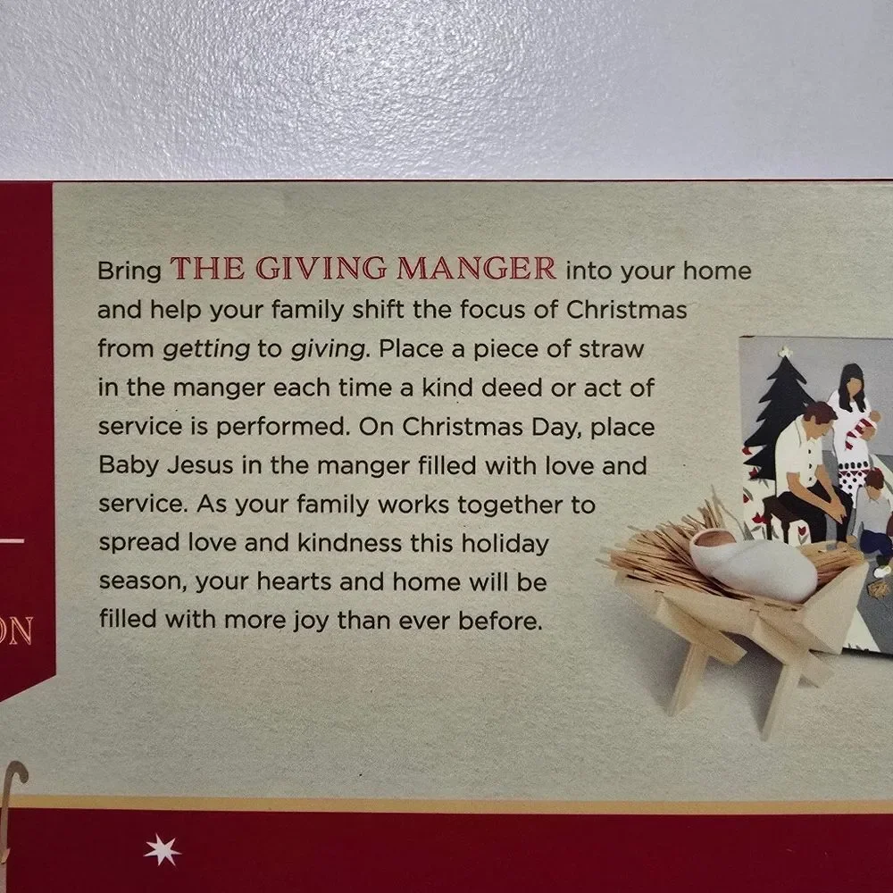 The Giving Manage Set Allison Hottinger HC Book Manger Straw Baby Jesus Nativity